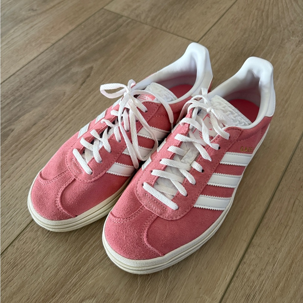 Like New - Adidas Gazelle Bold Shoes Women's Pink and White Sneakers